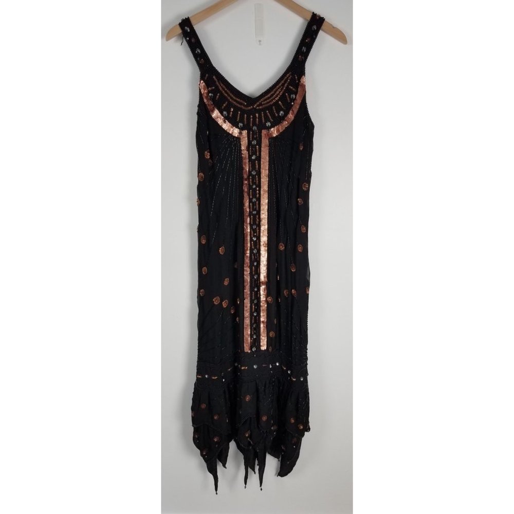 Vintage Judith Ann Creations Sz. M Sequin & Silk Long Length Jacket & Dress Set - Picture 9 of 13